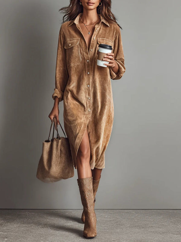 Betina | Vestido midi de pana con botones