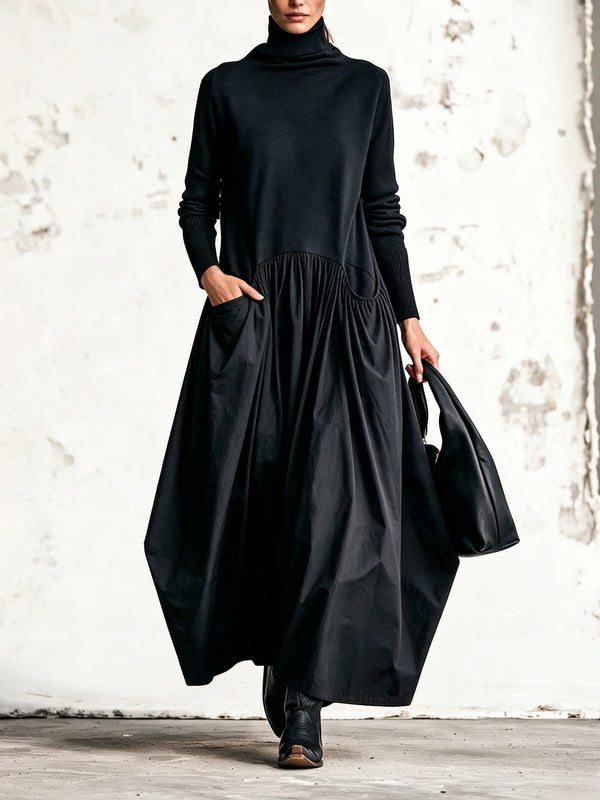 Lorena | Vestido largo oversize con cuello alto