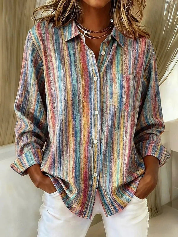 Itziar | Blusa vintage de rayas multicolor