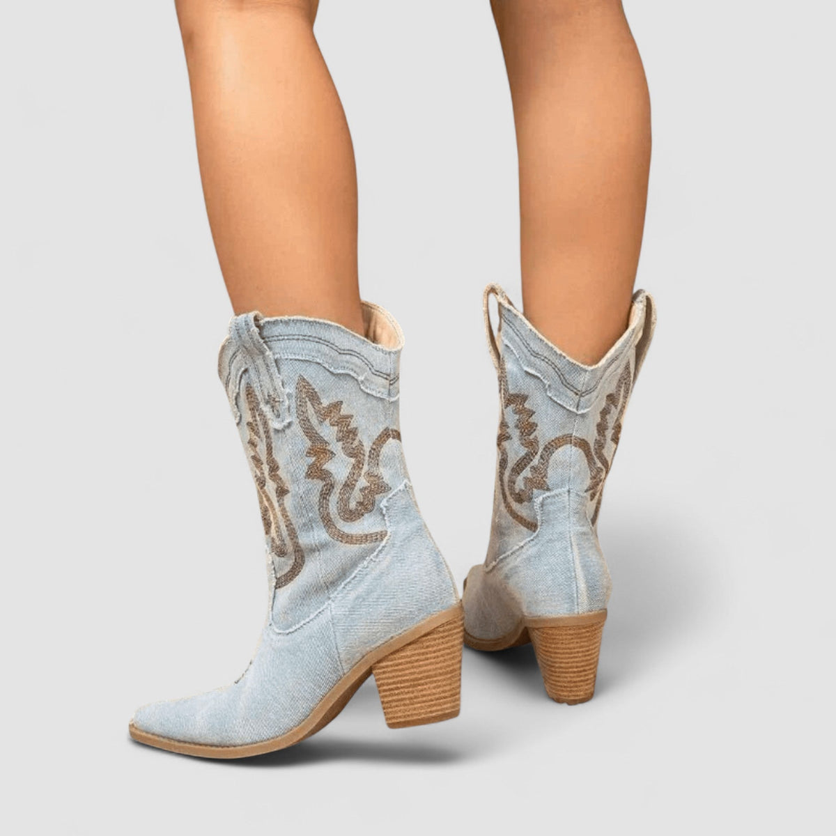Botines Selena azul cielo, detalle