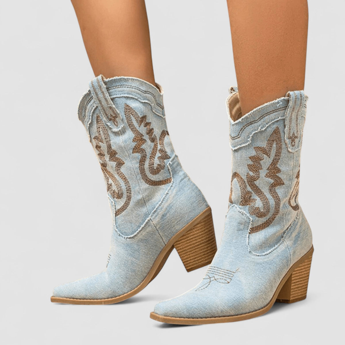 Botines vaqueros Selena en azul cielo