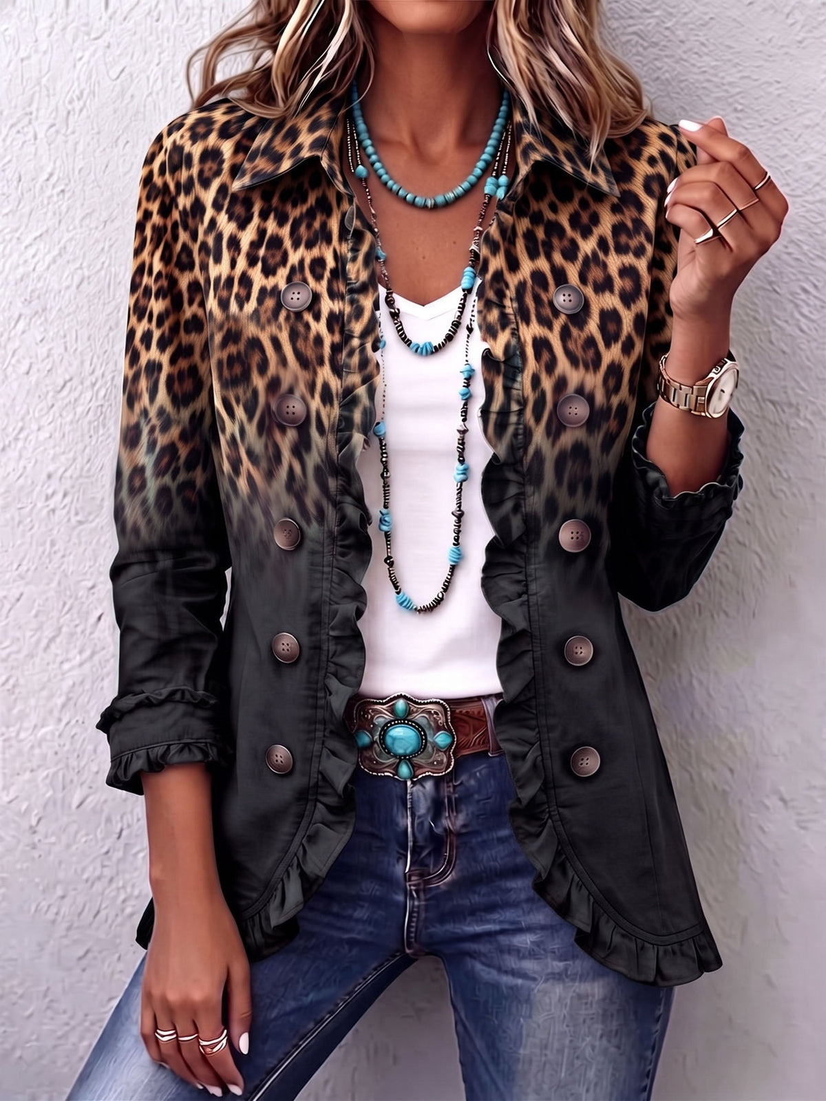 Chaqueta Águeda de leopardo negro