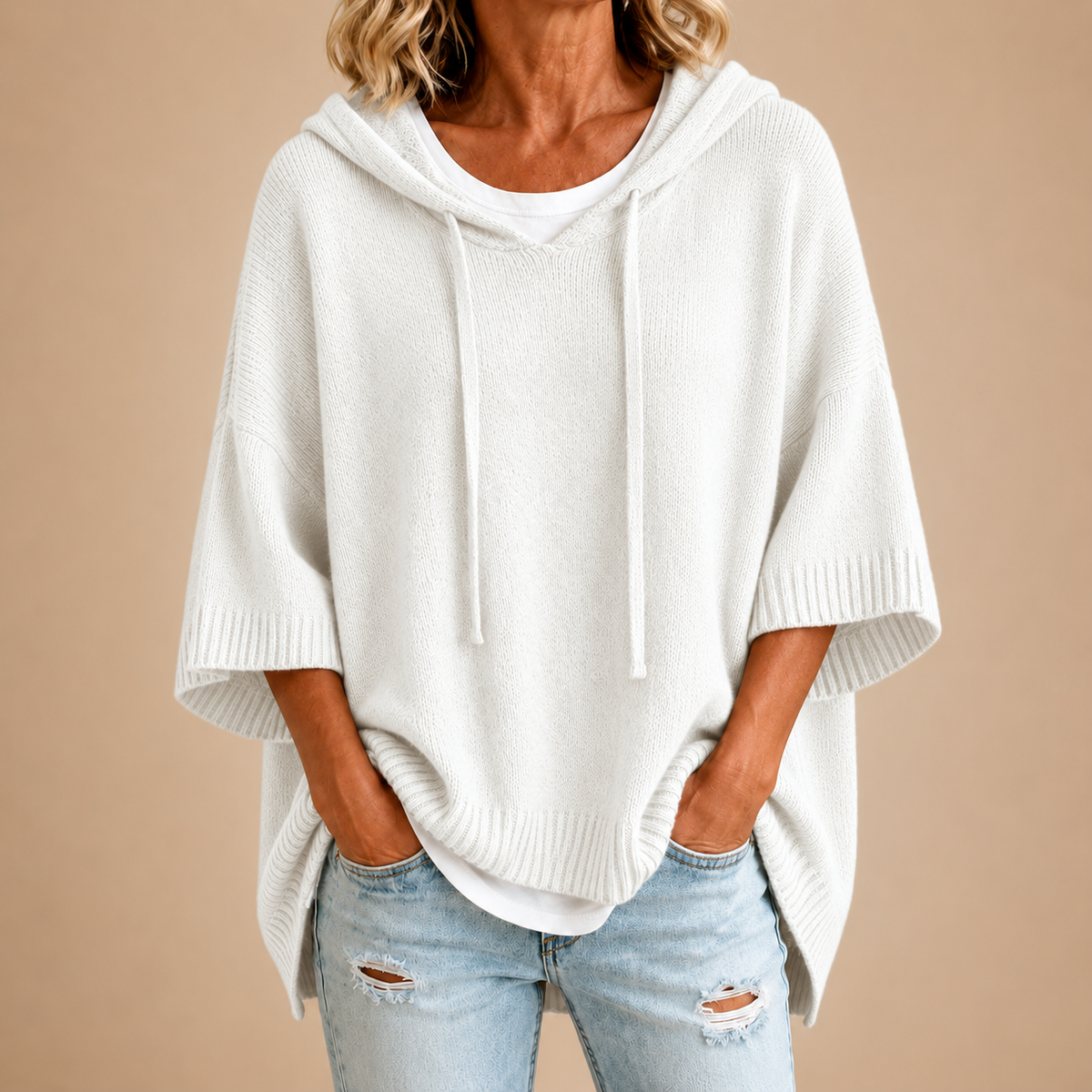 Poncho Margarita en color blanco