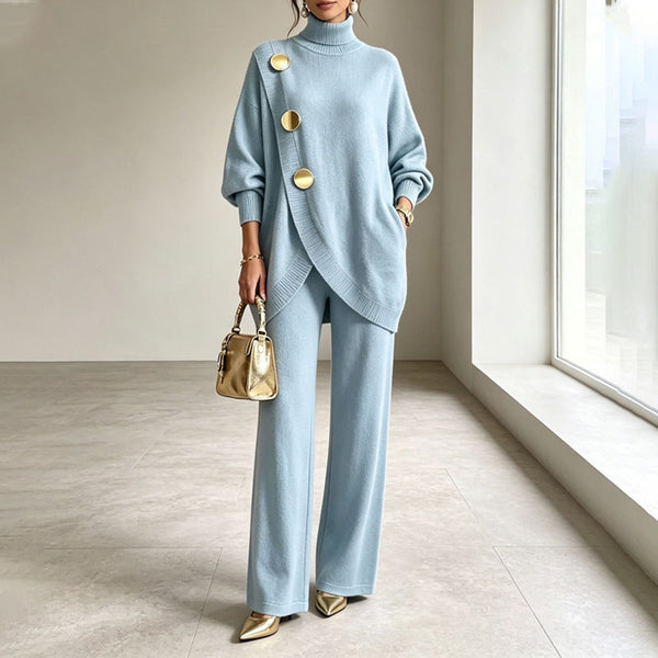 Norina | Conjunto de jersey de cuello alto y pantalón ancho